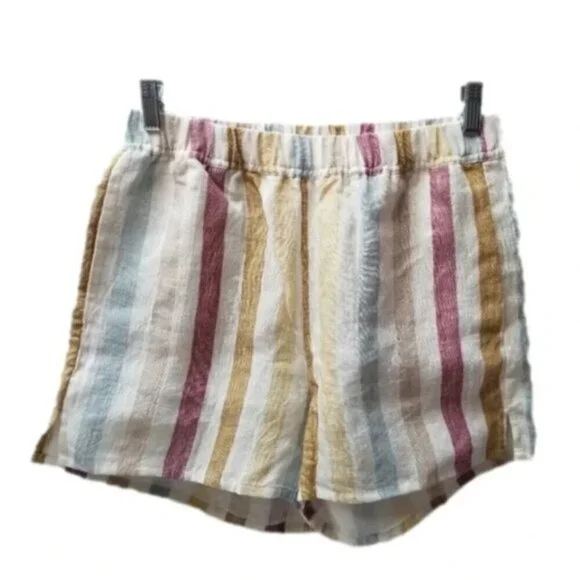 Madewell x Laude the Label Everyday Shorts in Painter Stripe 100% Linen M - Picture 3 of 13